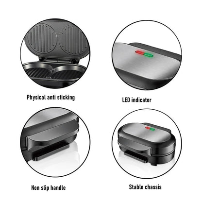 Electric Breakfast Maker with Safe Touch Handle Anti Stick Electric Hamburger Grill for Egg Pancake Steak 220V