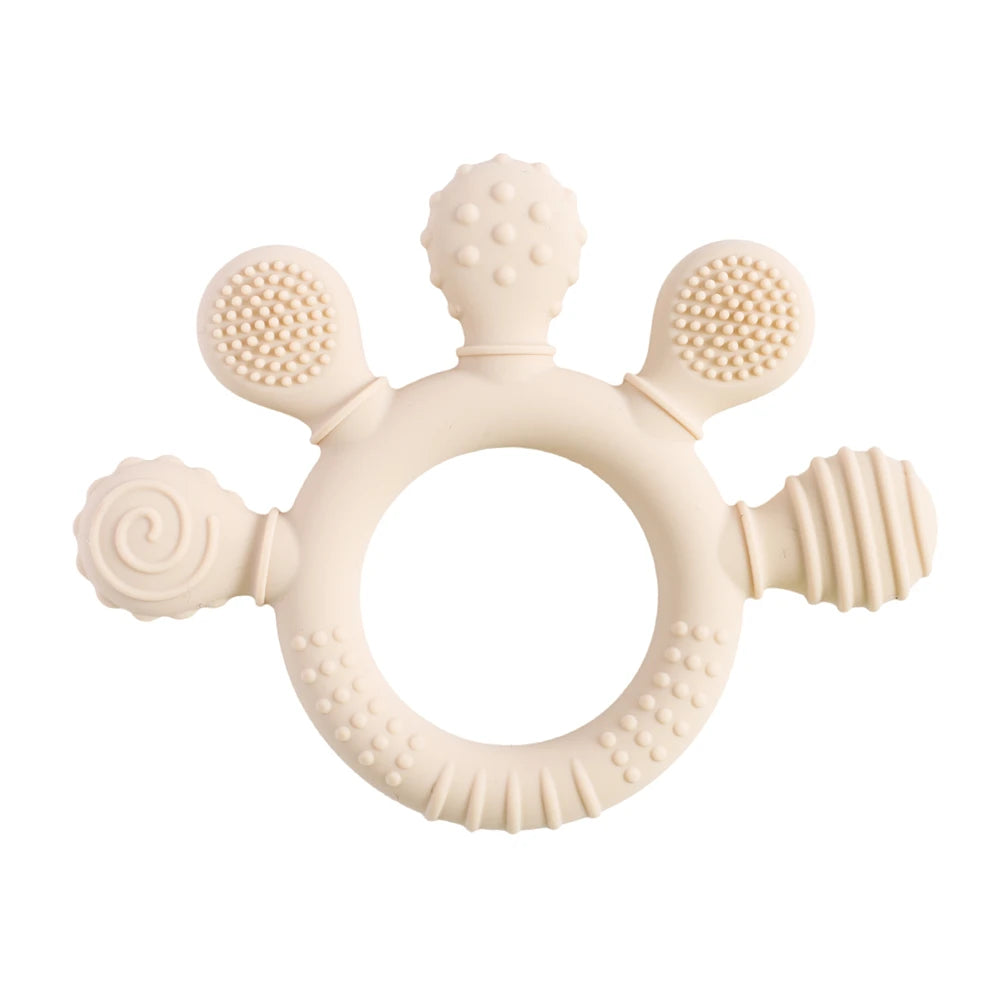 Colorful 5-Finger Silicone Teething Ring – Multi-Directional Bite, BPA-Free, Easy to Clean, Shape & Color Cognition Gift