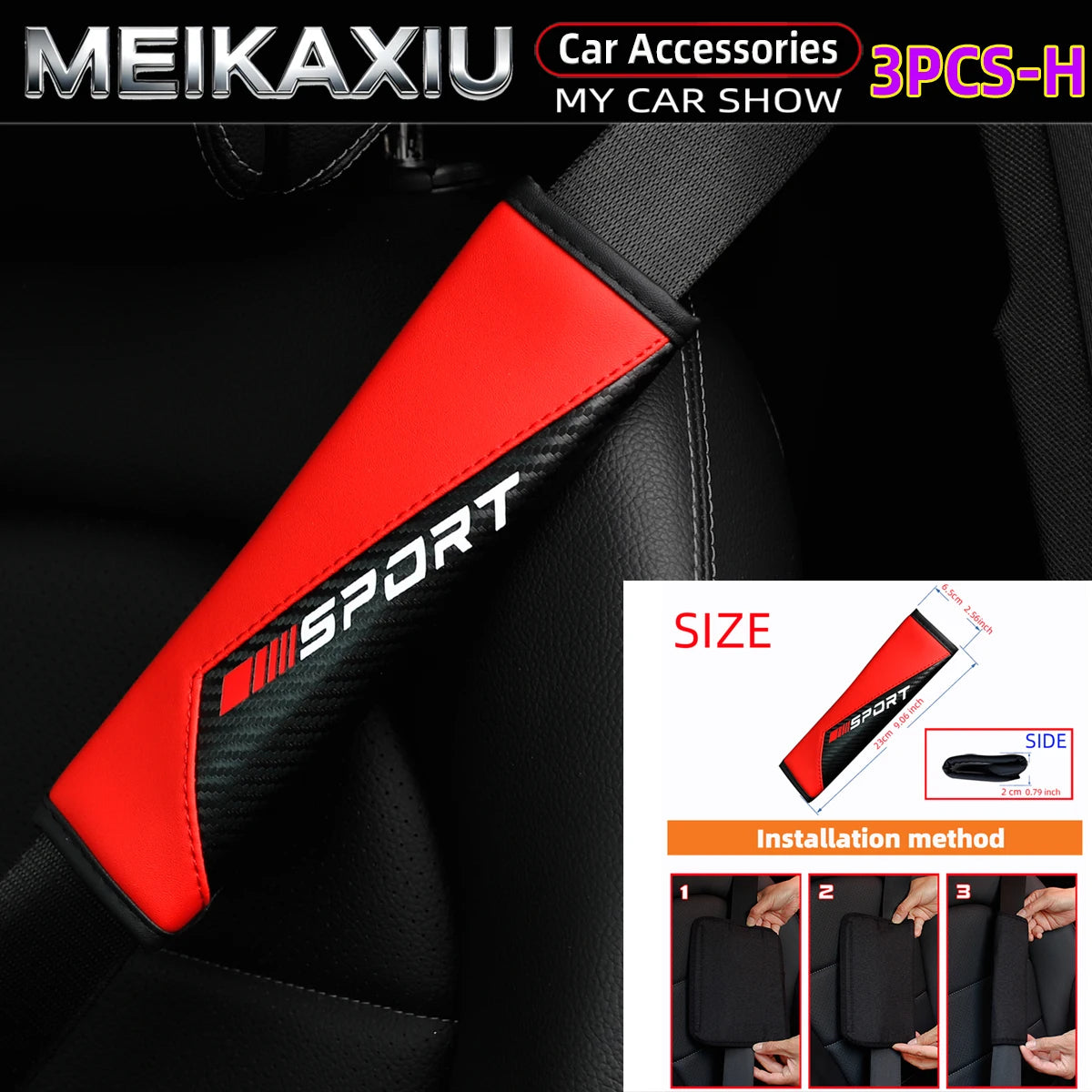 4PCS Carbon Fiber PU Leather Sport Car Steering Wheel Cover with Shoulder Guard And Armrest Pad Rimless Design for 37-38cm women