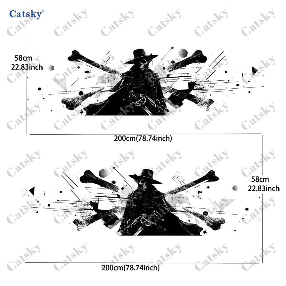 Skeleton Cape Hat Silhouette Car Vinyl Wraps Decal Self-adhesive PVC Sticker Suitable for Trucks SUV Decor Auto Accessories Gift