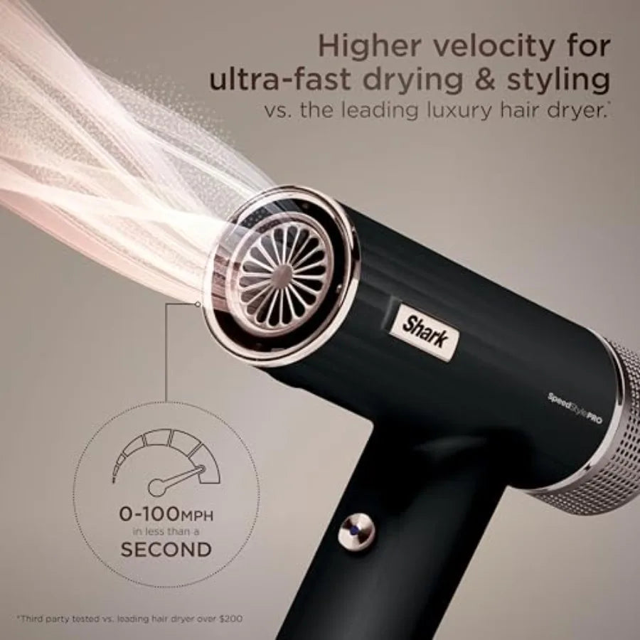 Professional hair dryer for straight and wavy hair, lightweight ionic plastic in matte black, prevents heat damage with Scalp S