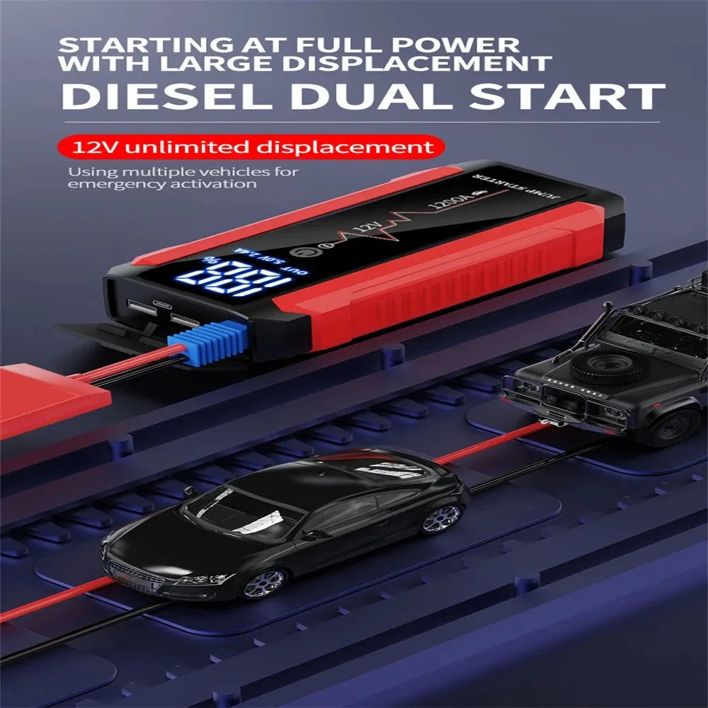 Car Battery Jump Starter 1200A Power Bank Portable USB Fast Charger with LED Lamp 12V Emergency Booster