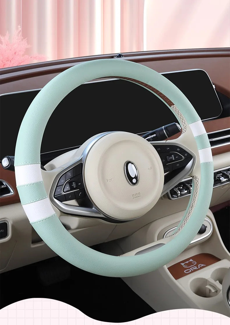 Car Steering Wheel Cover for Women Girls Universal 14.5-15 Inch, Breathable , Non-Slip, Car Interior Accessories for Most Cars