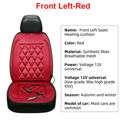 12V Car Heating Seat Cushion Seat Covers Winter Car Seat Heater  Car Accessories Heating Pads Universal Available In Black Red