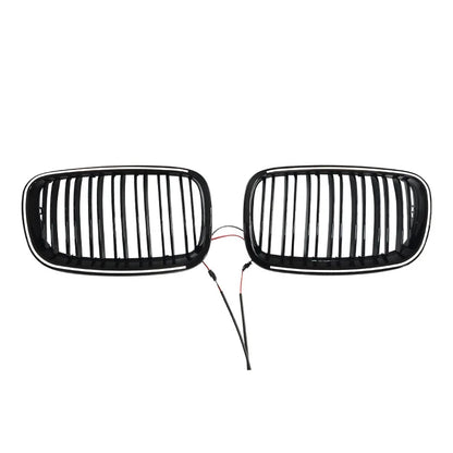 High Quality ABS For BMW X5 X6 E70 E71 2008 2009 2010 2011 2012 2013 2014 Car Front Grille With Led Light Grill Glossy Black