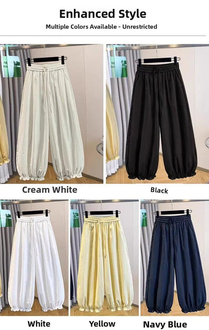 Casual Ice Silk Quick Dry Nine-Piece Flower Bud Pants Women Summer Thin Loose High Waist Draping Lantern Pants