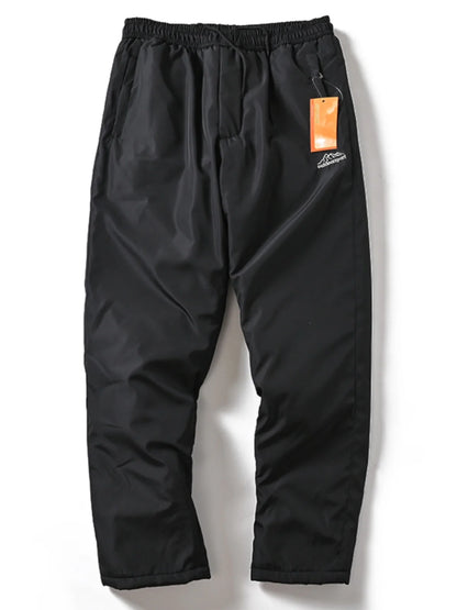 Thickened Cotton Pants for Men Winter Outdoor Warmth Windproof Straight Leg Casual Trousers Trendy Pure Color Youth Spring