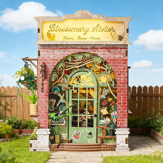 Retro Book Nook Kit DIY Wooden Miniature Dollhouse with LED Light 3D Handmade Craft Bookshelf Insert Creative Home Decor Gifts