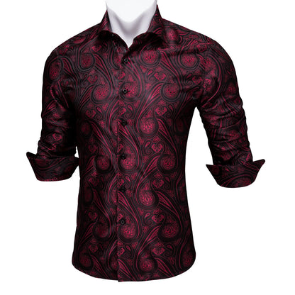 Gold Paisley Bright Shirts Men Autumn Long Sleeve Casual Flower Shirts For Men Designer Fit Dress Shirts BCY-07