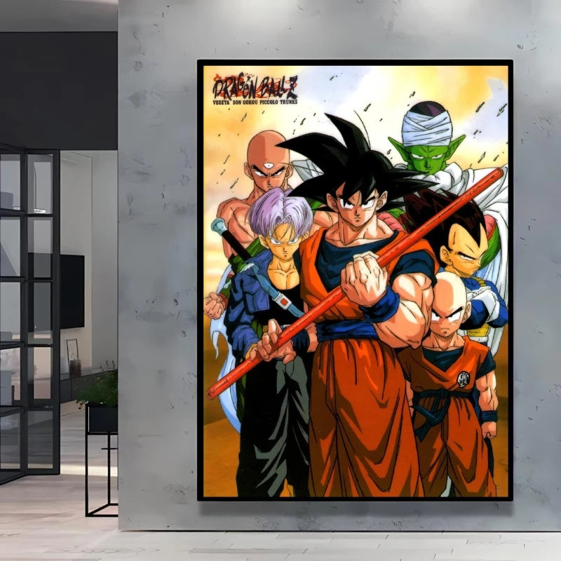 Classic Warm Blood Dragon Ball Posters Anime Pictures Goku Vegeta Son Gohan Wall Art Home Decor Picture Hanging Painting Decor