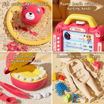 Kids Pretend Play Doctor Toy Set Simulation Nurse Injection Stethoscope Sound Light Medical Kit Dental Play Educational Toy Gift