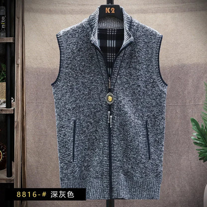 Sweater Cardigan Vest Men's Wear Fall and Winter Knitwear Warm Padded Thickened Jacket Zip Knittwear Harajuku