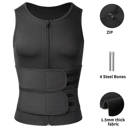 Men Corset Slimming Body Shaper Fat Burning Vest Sauna Sweat Belly Waist Trainer Sport Girdle Shirt Fitness Shapewear Underwear