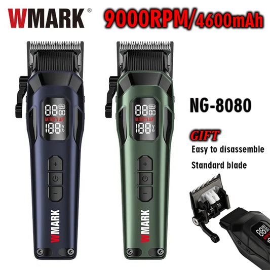 9000RPM WMARK NG-8080 Professional Hair Clipper 5 Speed Adjustment DLC FADE Blade Hair Trimmer Cutting Machine with Gift Blade