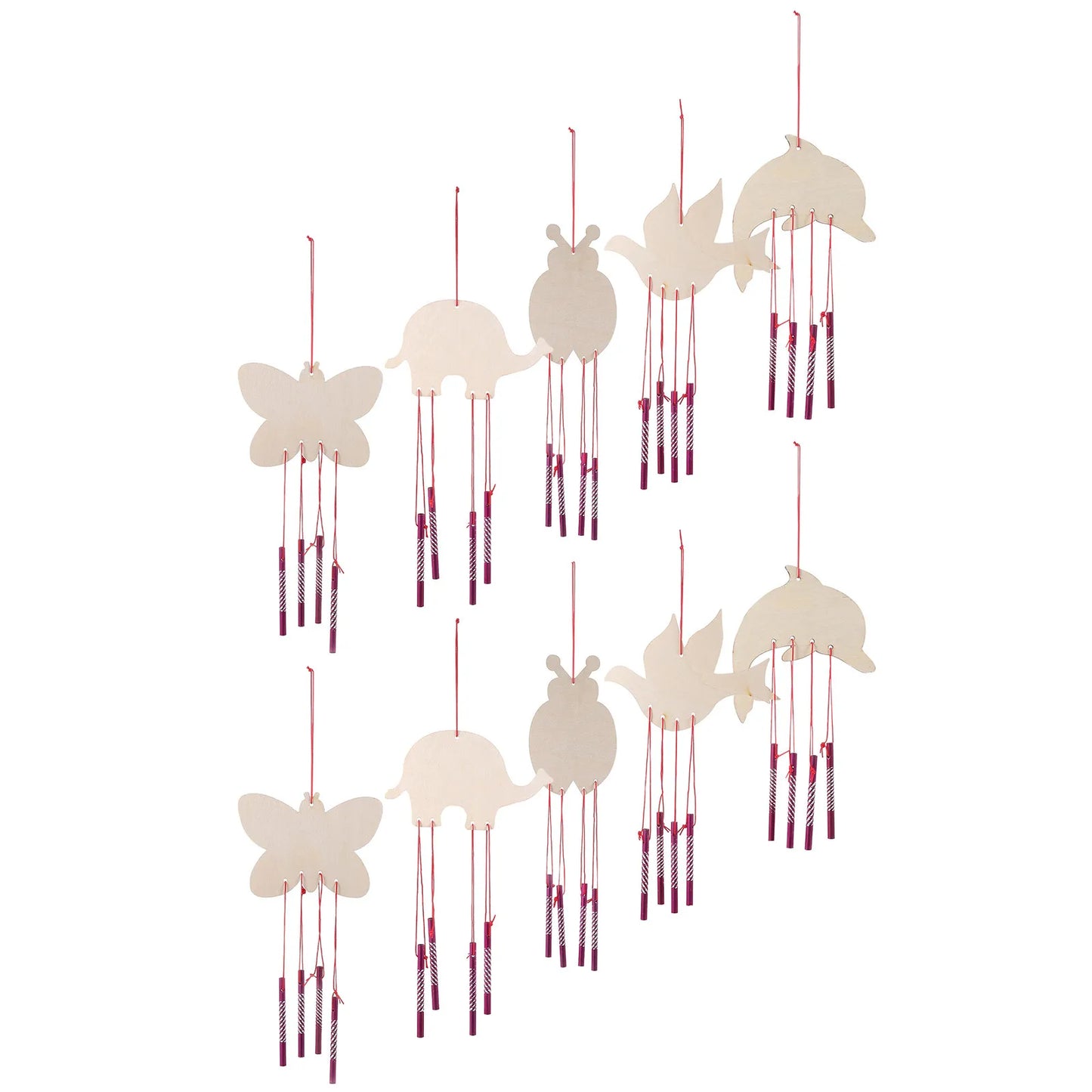 10Pcs Wooden Wind Chime Making Kit DIY Painting for Kids Family Craft Indoor Outdoor Decoration Creative Art Activity