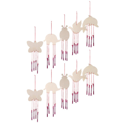 10Pcs Wooden Wind Chime Making Kit DIY Painting for Kids Family Craft Indoor Outdoor Decoration Creative Art Activity