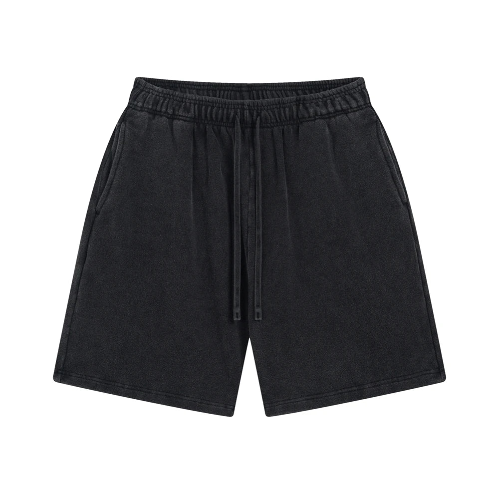 ZODF Fashion Summer Men 420gsm Washed Cotton Shorts Retro Unisex High Street Terry Knee Length Short Pants Streetwears HY0845