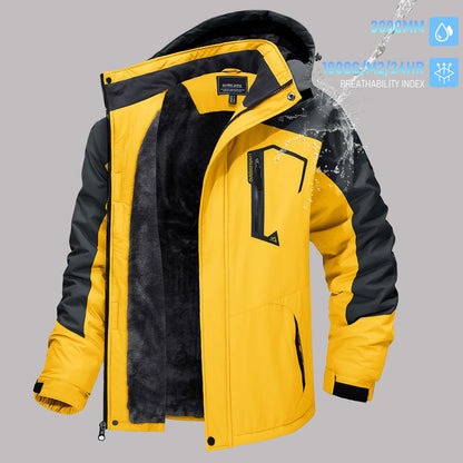 TACVASEN Men's Winter Ski Jackets Waterproof Fleece Coats Insulated Thermal Snowboard Jacket Parka Raincoat with Hood Man Parka