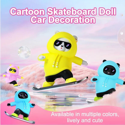 2024 New Dashboard Car Ornaments Skateboard Bear Sliding Bear Creative Car Cartoon Interior Decoration Interior Accessories