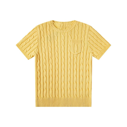women's t-shirts and polos old money style Classic round neck Women's shirt embroidered chest pocket knitted short sleeved shirt