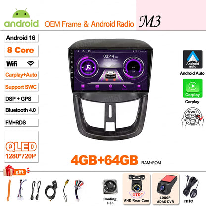 Android 15 For Peugeot 207 207CC 2006 - 2015 Car Radio Multimedia Video Player Stereo Head Unit 2 din Wireless Android Auto Wifi