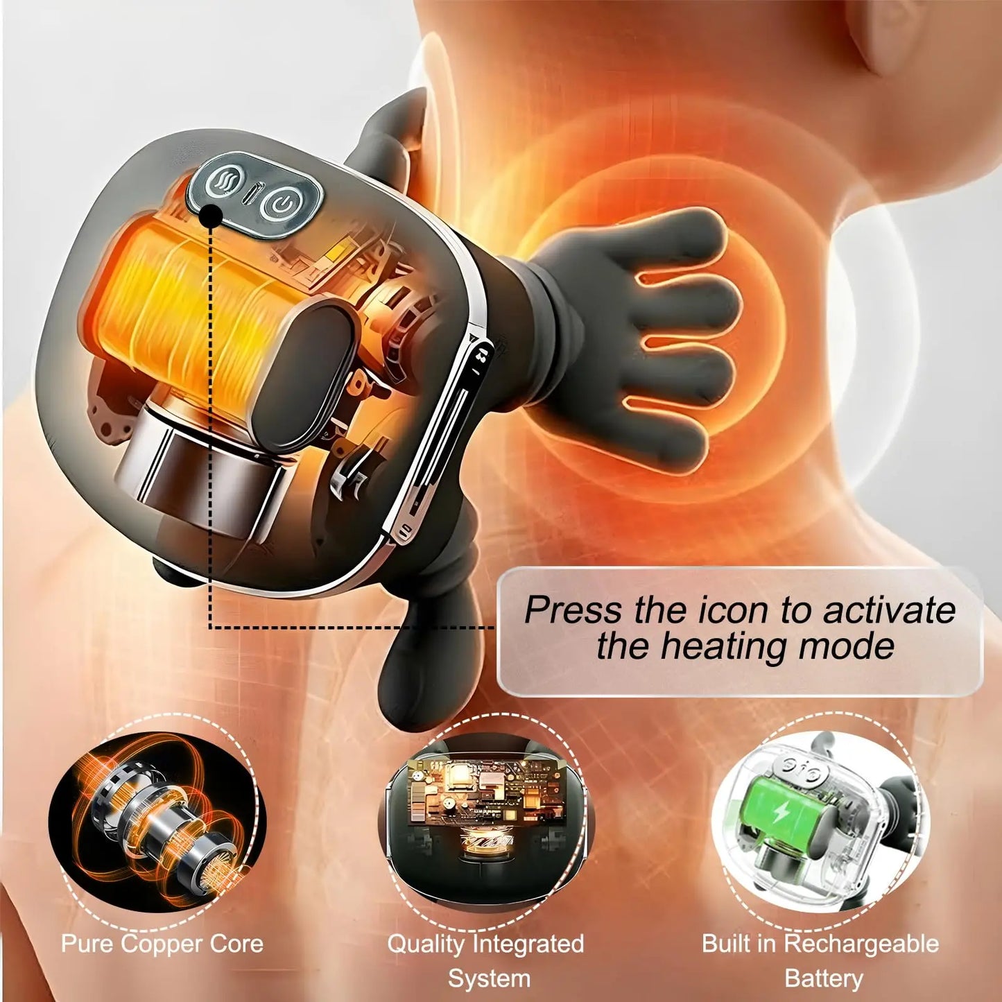 Finger Pressure Neck Massager Heated Back and Shoulder Massager Electric Kneading Neck Deep Massage Muscle Relax