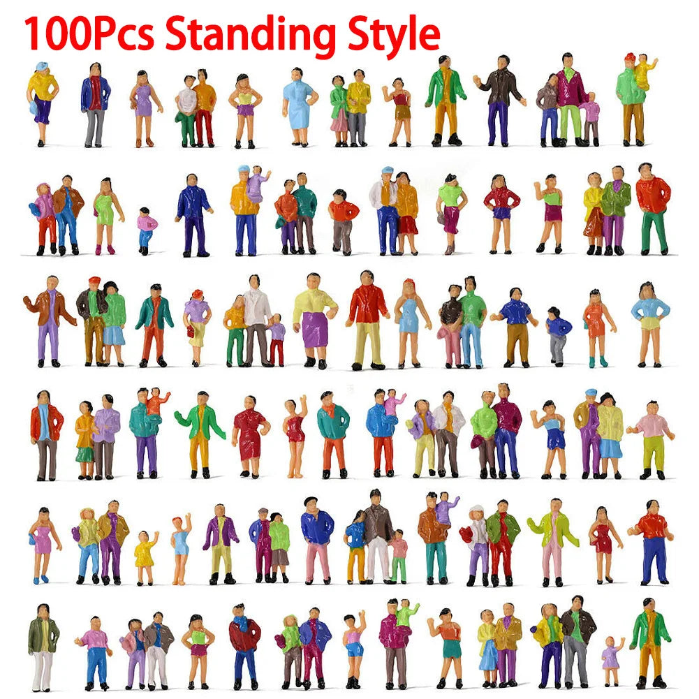 Model Miniature 1:87 HO Scale Architectural Painted Models Human Scale Model ABS Plastic People Figures Random Poses 50/100Pcs