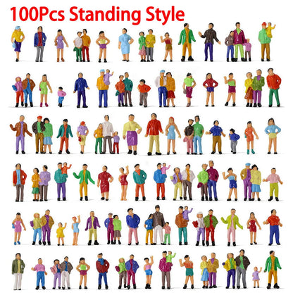 Model Miniature 1:87 HO Scale Architectural Painted Models Human Scale Model ABS Plastic People Figures Random Poses 50/100Pcs