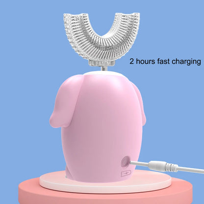 Children's Sonic Electric Toothbrush USB Rechargeable for Kids U-shaped 360Degrees Automatic Silicone Toothbrush Blue Light IPX7