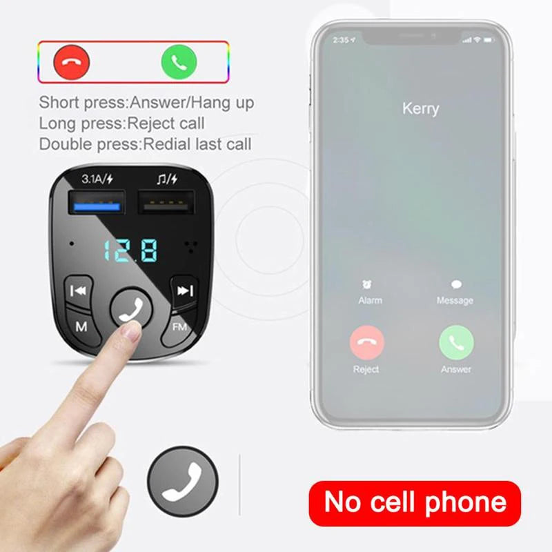 Audio Music Stereo Bluetooth-Compatible 3.1A Fast Charging Audio MP3 Player Wireless FM Transmitter Dual USB Auto Radio Charger