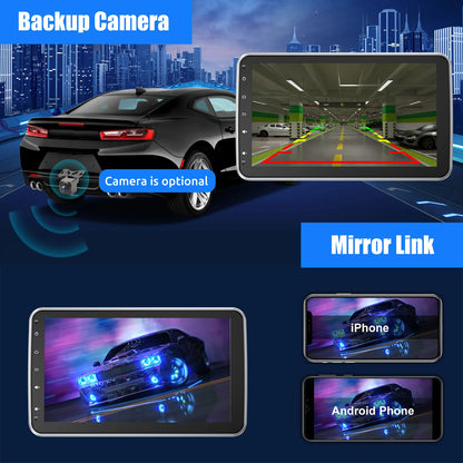 10.1'' 4+64GB 360° Rotatable Single 1DIN Car Stereo Android 14 Carplay WIFI Head Unit FM Radio Bluetooth SWC GPS Navi+DVR&Camera
