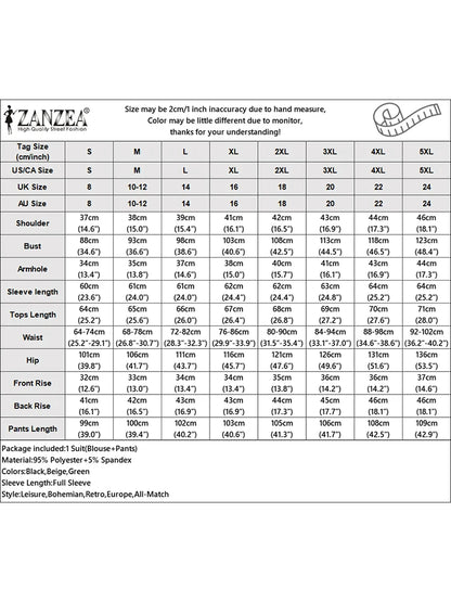 ZANZEA Classy Office Lady Blazer Suits Elegant Women Tied Waist Top and Pant 2pcs Outfit 2025 Trend Streetwear Commute Pant Sets