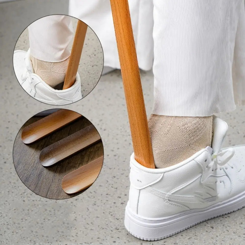 Wooden Handle Magnetic Shoehorn 30/55cm No-Bend Long Shoe Lifter for Elderly Pregnant Women Flexible Shoe Horn