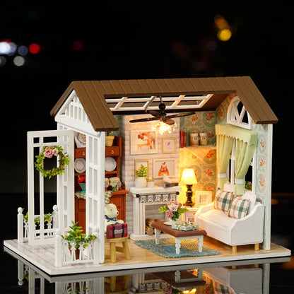 DIY Miniature Dollhouse Kit Assemble Puzzle 3D Wooden House Room Craft With Furniture LED Lights For Friends Birthday Gift Toys