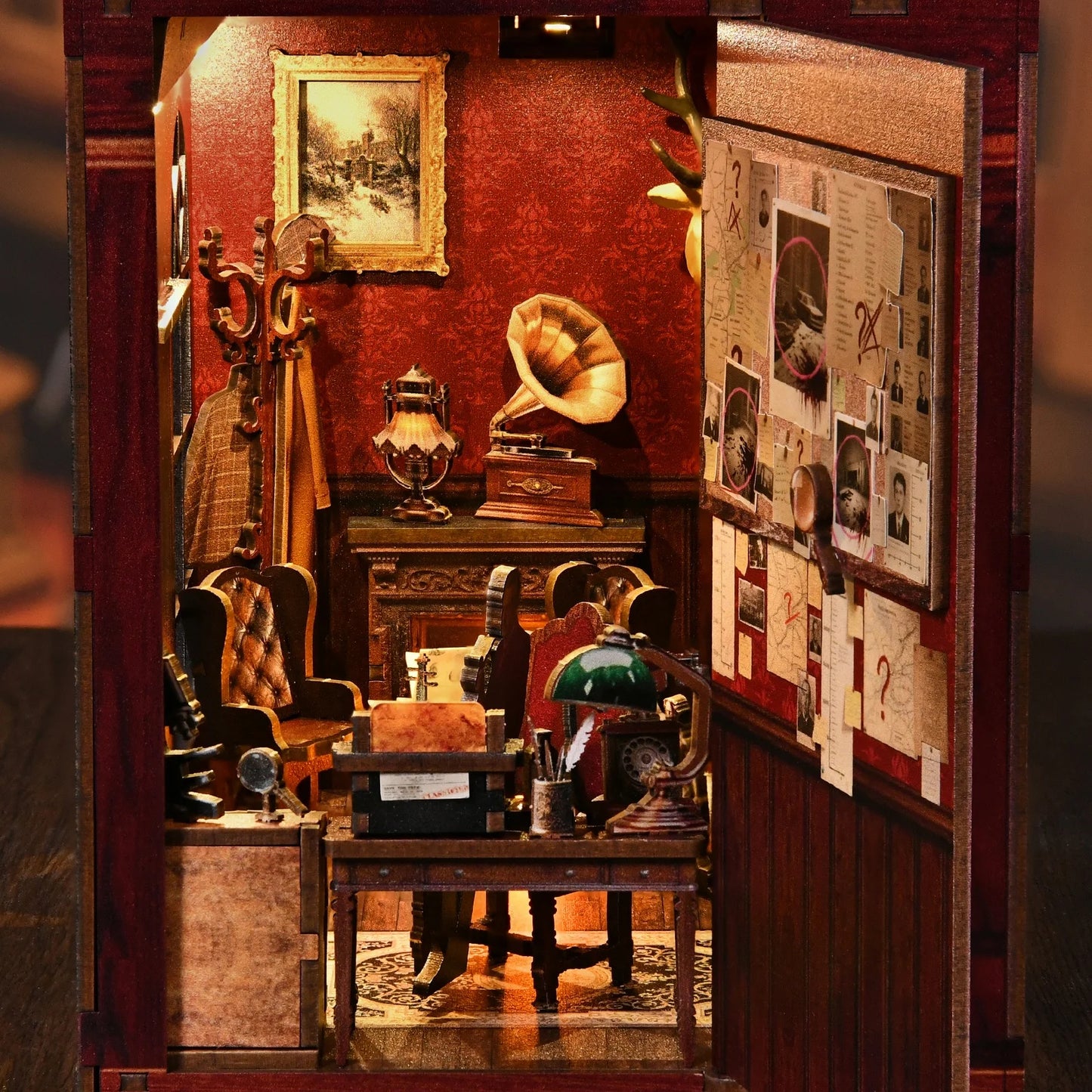 Book Nook Kit Detective Agency DIY 3D Wooden Puzzle Bookshelf Insert Dollhouse Model Bookend Building Home Decoration Gifts