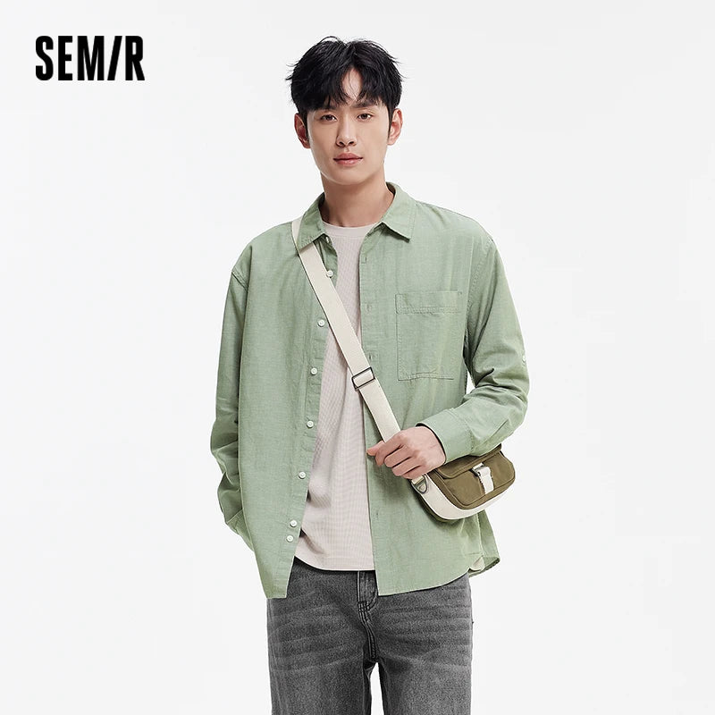 Semir Long Sleeve Shirt Men Cotton and Linen Shirt Coat 2025 New Summer Style Top for Commuting and Leisure