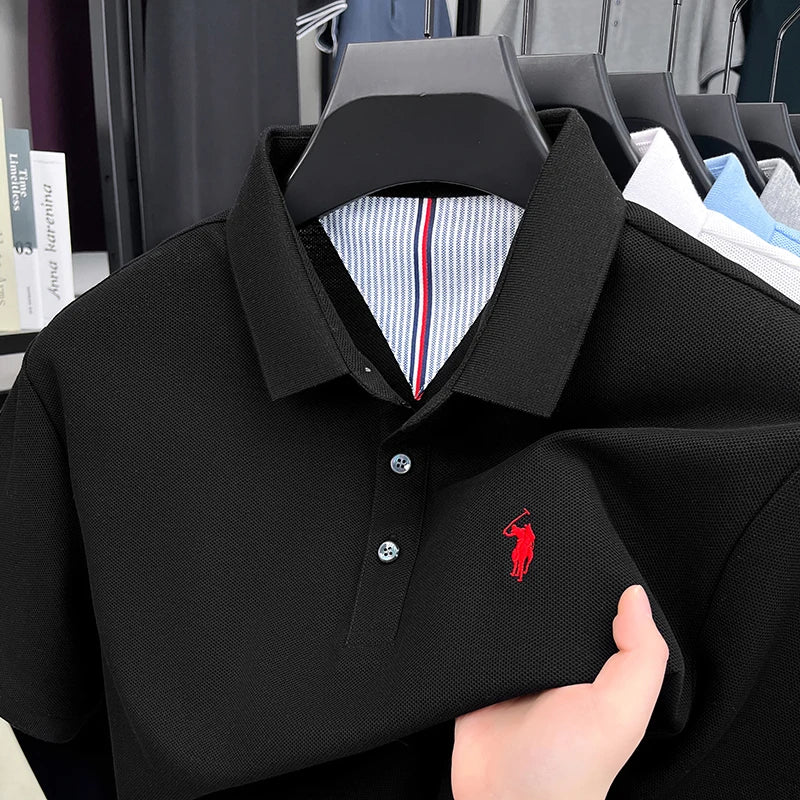 High end brand 100% cotton short sleeve polo shirt men luxur pony embroidery comfort breathable fashion T-shirt summer new top