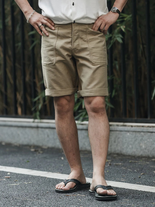 Non Stock Vintage Military Work Shorts for Men USN Utility Style 12oz Cotton Jungle Cloth Enzyme Washed Mid-Length Bermuda