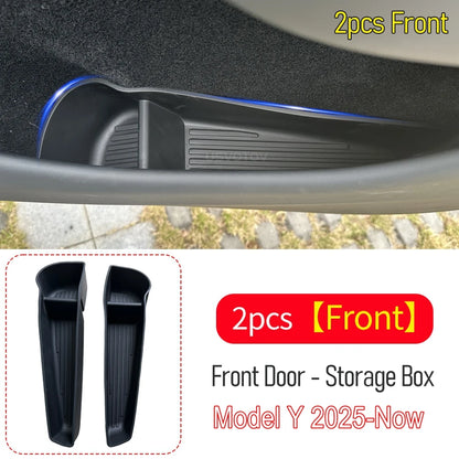 For Tesla Model 3 Y Juniper 2026 2025 Door Side Storage Box Front Rear Door Side Pocket Tray Liner Center Console Organizer Mats