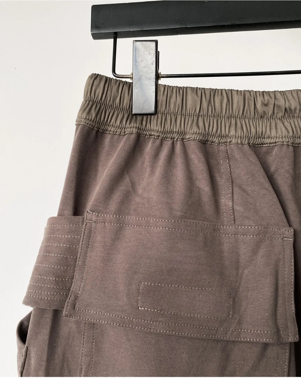 High Street RO Black Double Ring Workwear Shorts Men Multiple Pockets Frayed Edges Loose Crotch Five Quarter Pants
