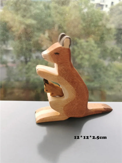 Colorful Wooden Animals Handmade Basswood Stacking Blocks Toys Forest Trees Lion Tiger Elephant Giraffe Bear Kangaroo for Kids
