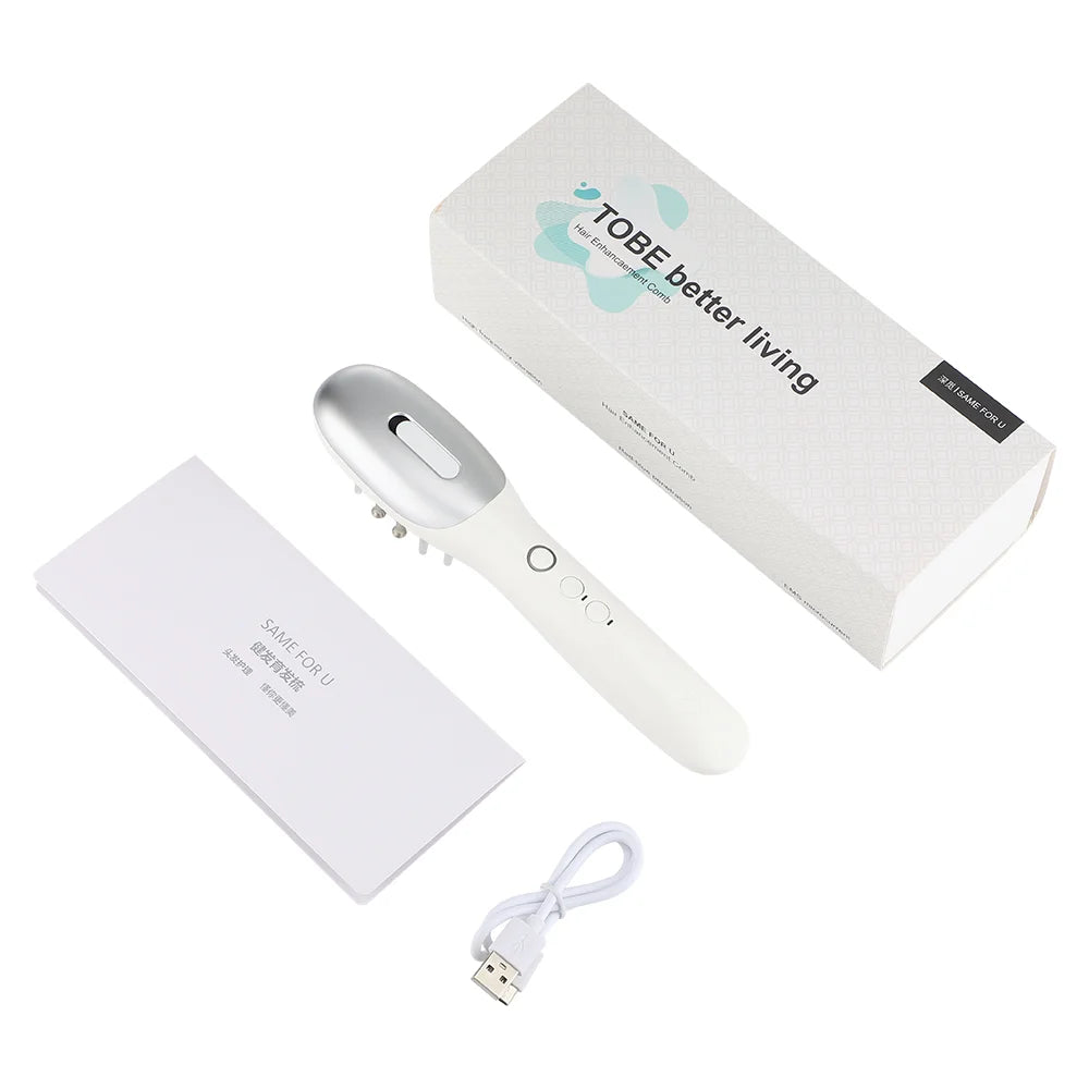 3 in 1 EMS Hair Growth Massage Comb with Hair Oil Dispenser Red Blue Light AntiHair Loss High Frequency Vibration Scalp Massager