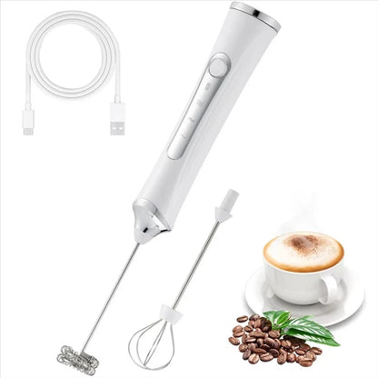 Mini Eggbeater Milk Coffee Blender Handheld Cream Whipper Latte Cappuccino Beverage 3-speed Rechargeable Blender
