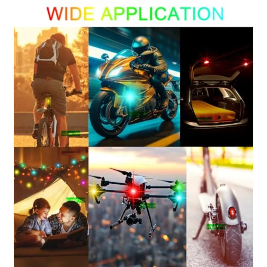 Wireless Strobe Lights with Remote Control Motorcycle Car LED 8 Colors Anti-Collision USB Charing Waterproof Interior Emergency