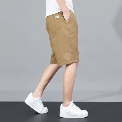 Summer Zipper Pocket Workwear Shorts Mens Knee Cargo Pants 2026 Cotton Shorts Men Climbing Jogger Elastic Waist Sports Work Wear