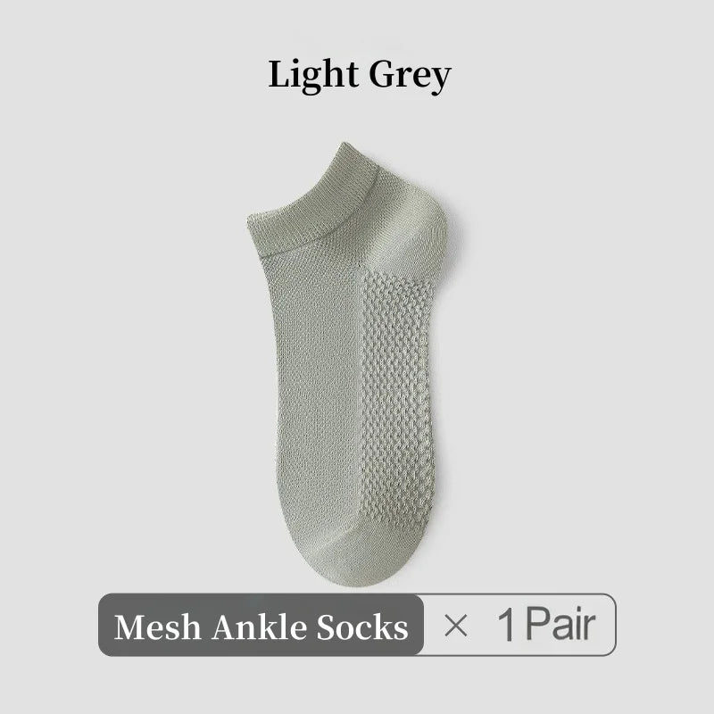 1/4/7 Pairs Men's Mesh Breathable Ankle Socks & Crew Socks - Lightweight Cotton Low Cut No Show Socks for Sports, Spring Summer