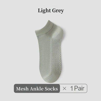 1/4/7 Pairs Men's Mesh Breathable Ankle Socks & Crew Socks - Lightweight Cotton Low Cut No Show Socks for Sports, Spring Summer
