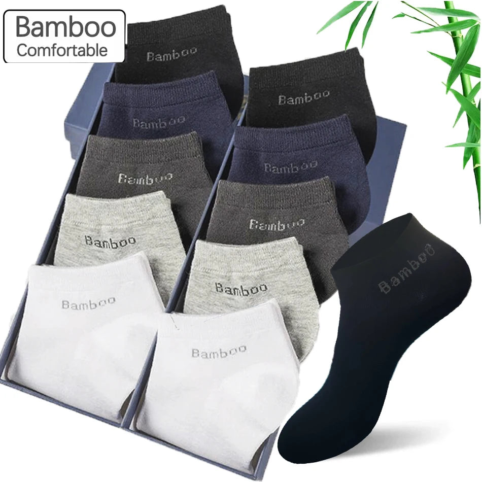 1/5/10 Pairs Men's Bamboo Fiber Ankle Socks High Quality Breathable Anti-Bacterial Casual Short Socks Size 38-45