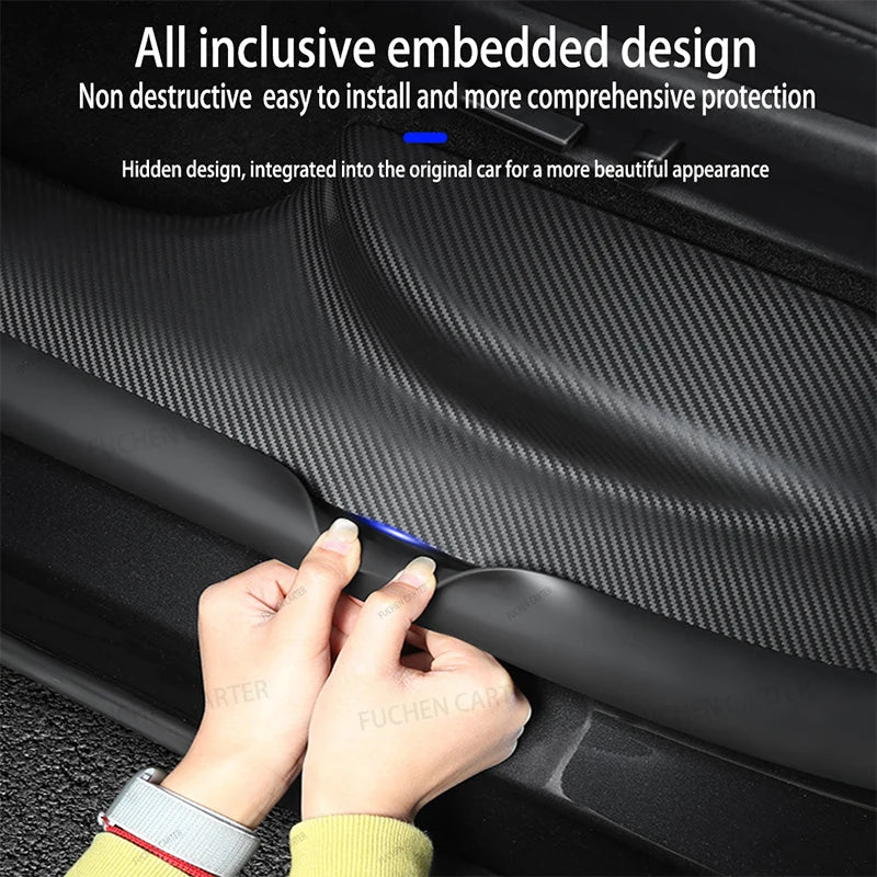 2 4 6 8 Pcs For Tesla New Model YL 2026 TPE Front Rear Door Sill Protector Threshold Strip Anti-kick Guard Panel Waterproof Pad