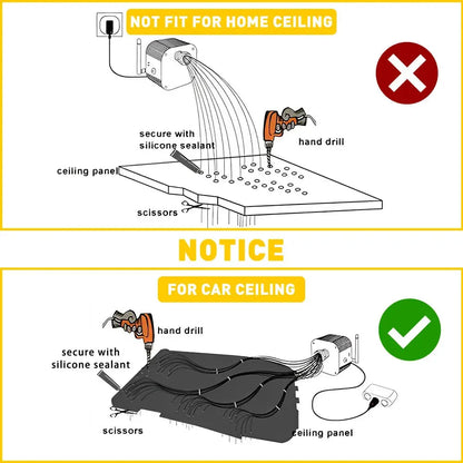 12W Car Roof Star Light 500/1000Pcs Fiber Optic Headliner Star Ceiling Light Kit Led Atmosphere Light with RGB Music APP Control